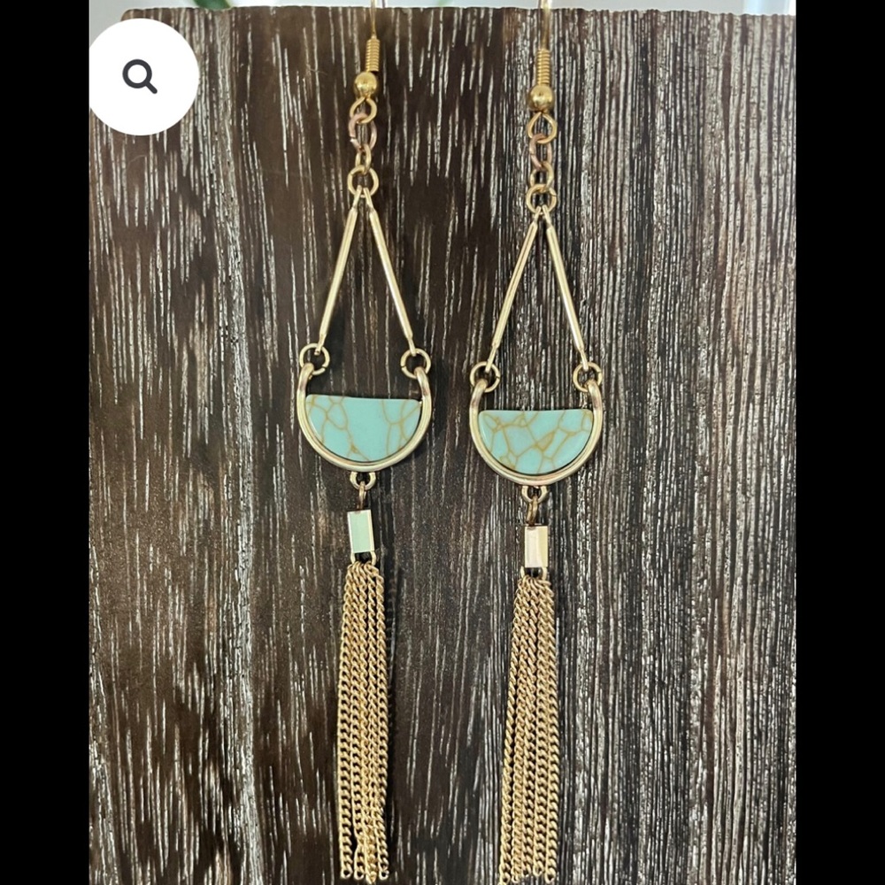 Turquoise and Brass Earrings